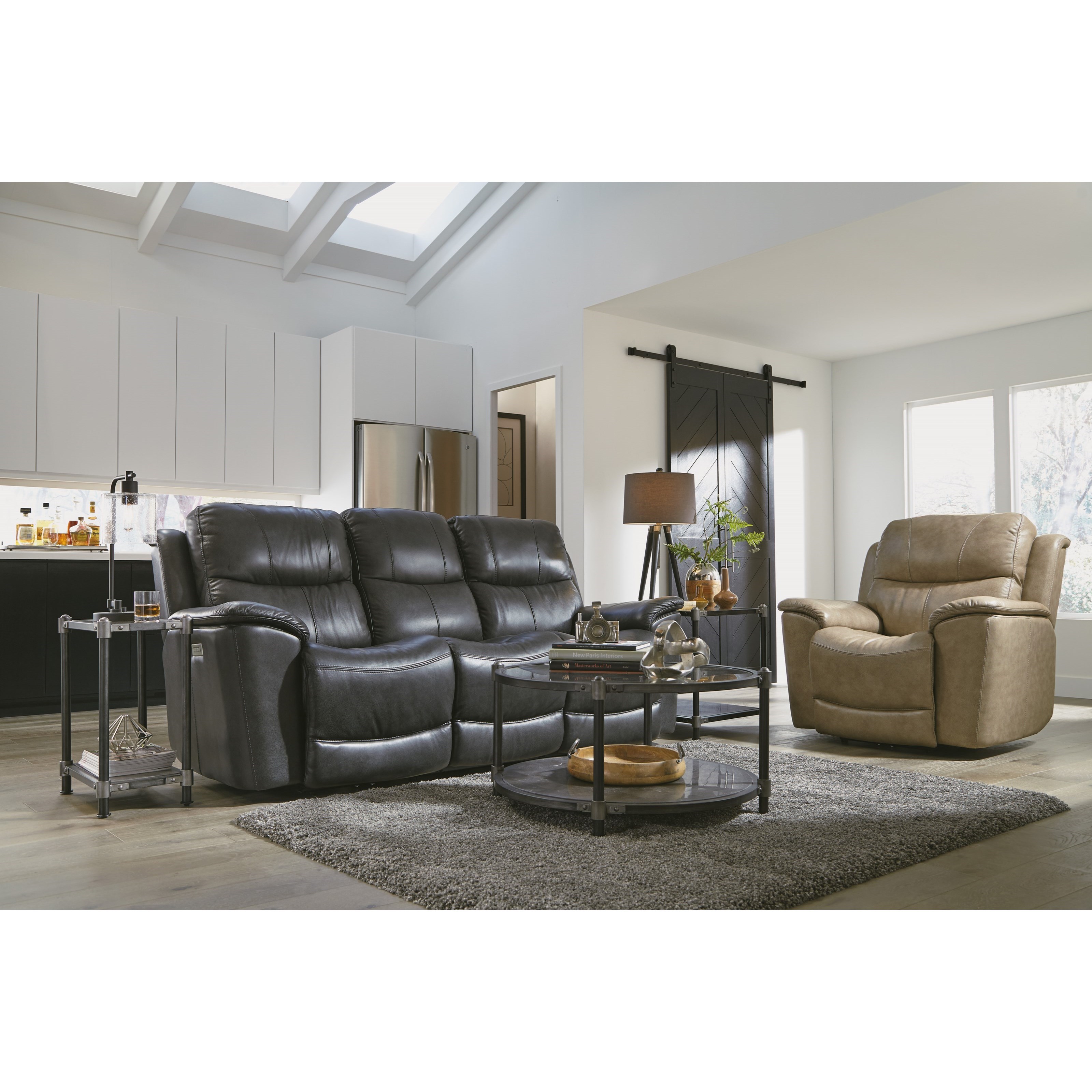 Flexsteel cade leather store power reclining sofa